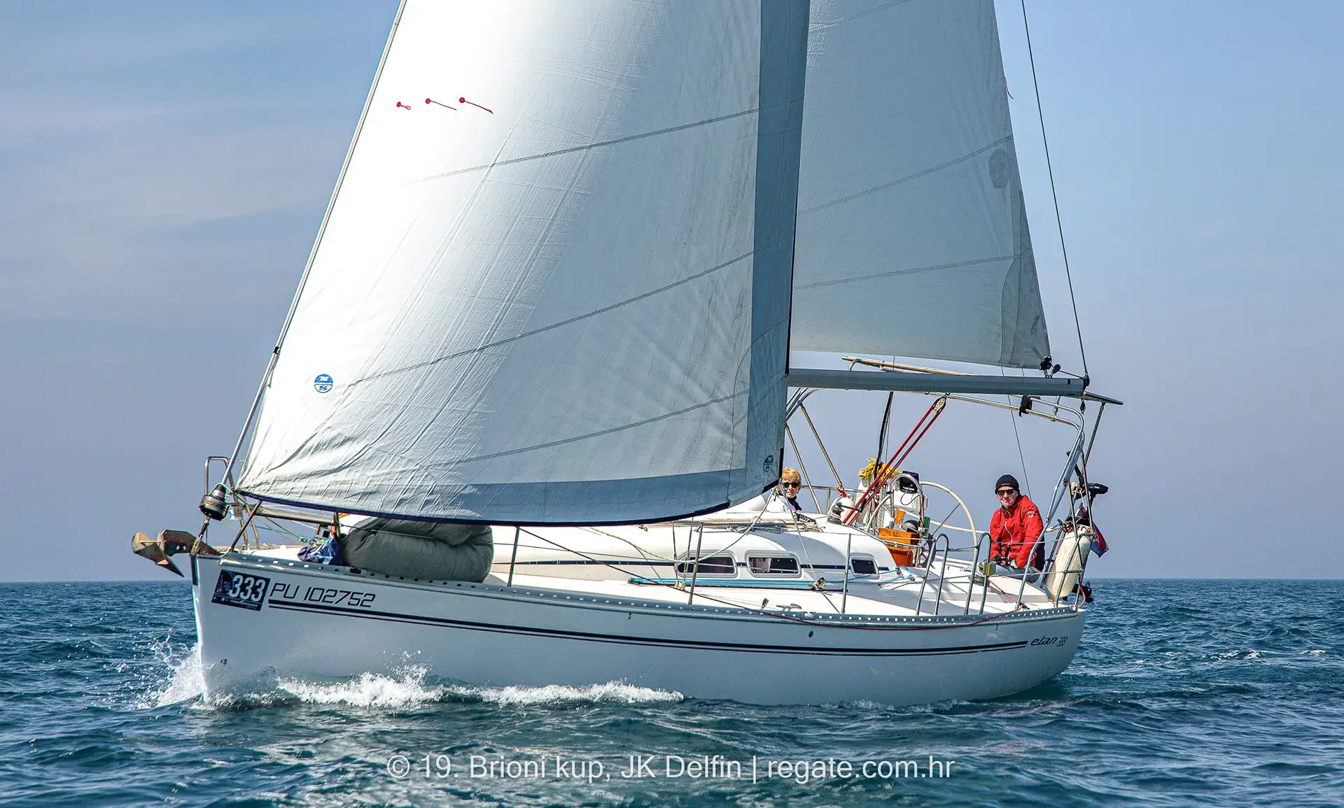 Elan 333 yacht sailing on the sea, used for Category B – preparation for the license exam in Croatia.