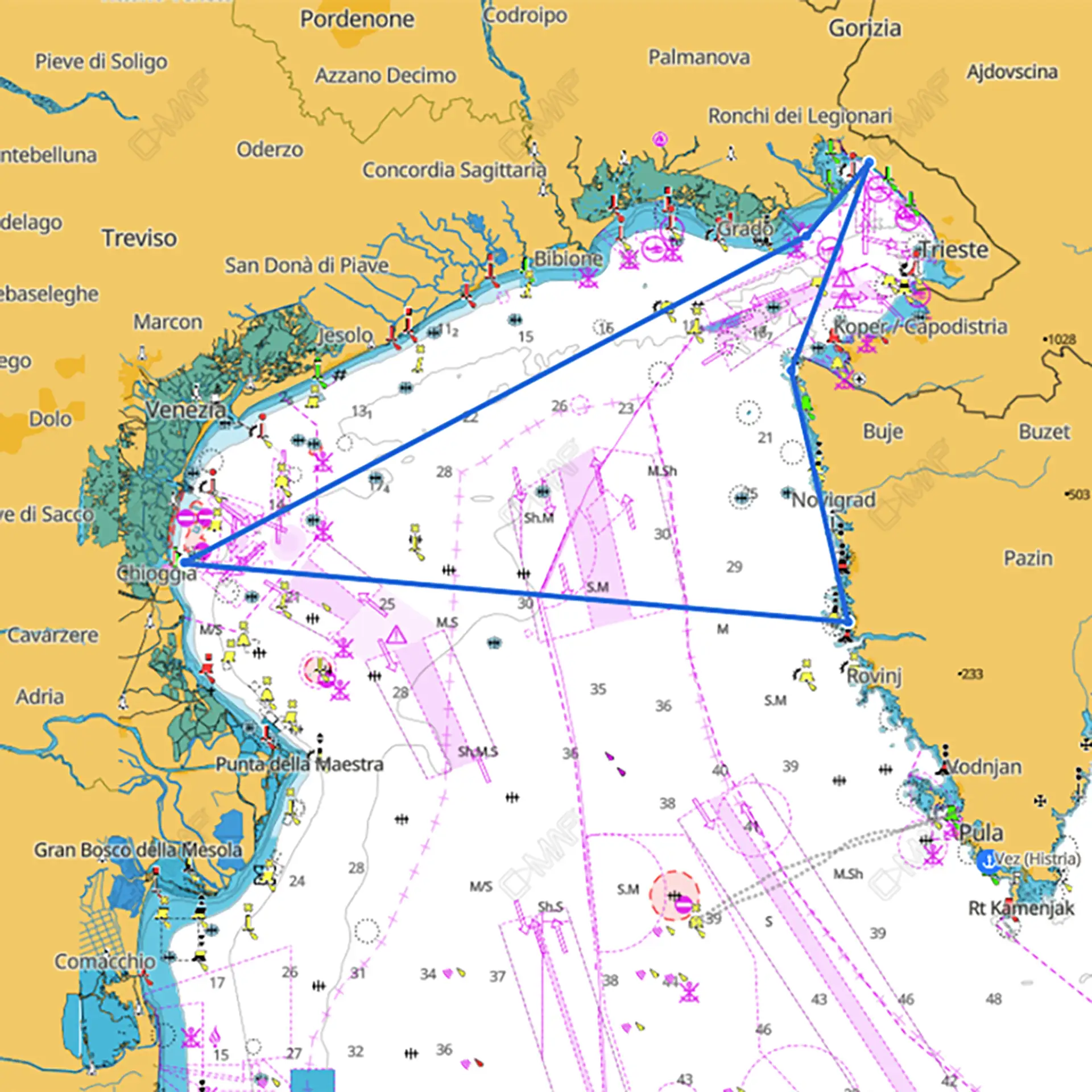 Route for Trofeo Dell'Amicizia regatta only.