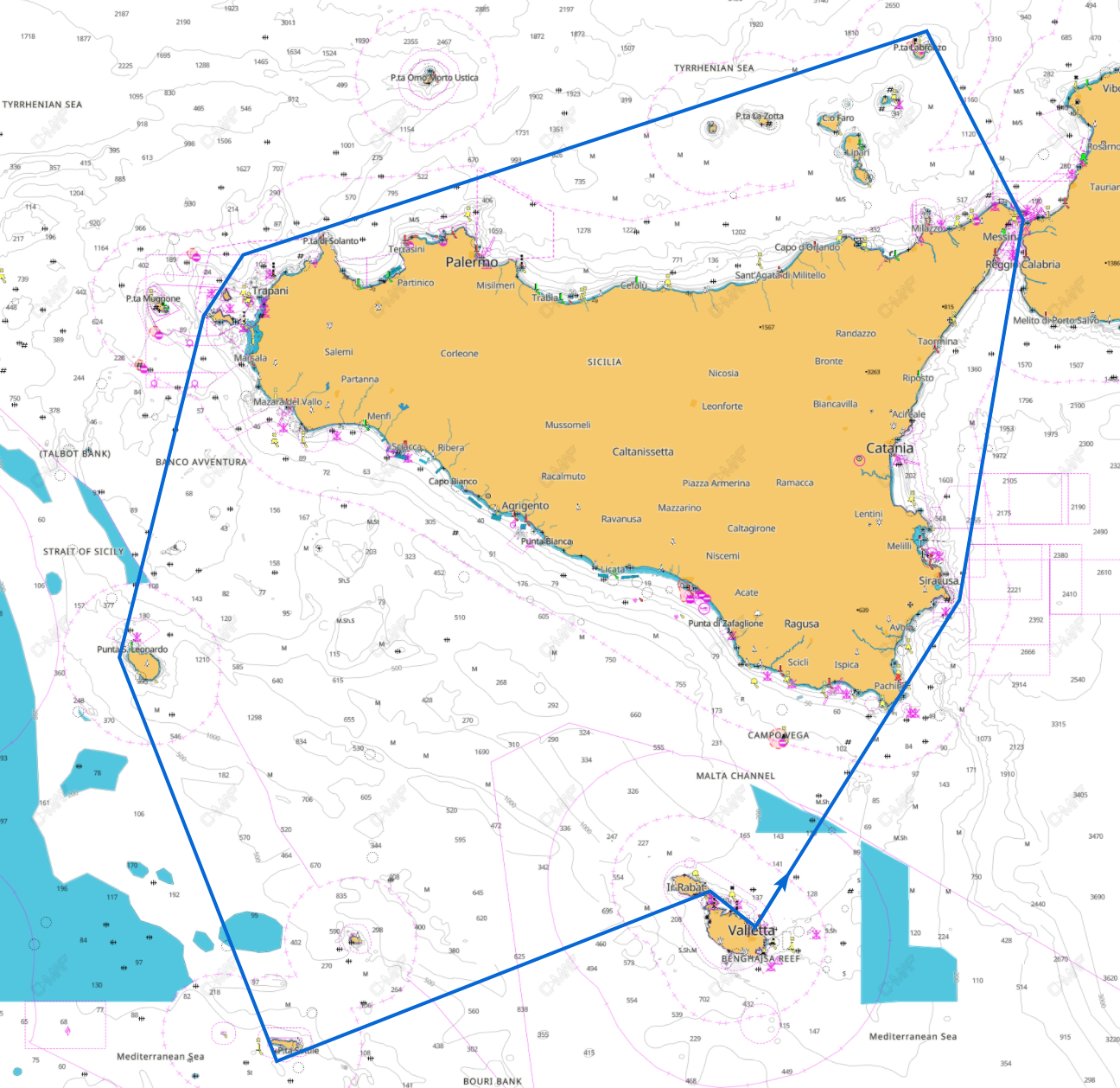 The Rolex Middle Sea Race course map
